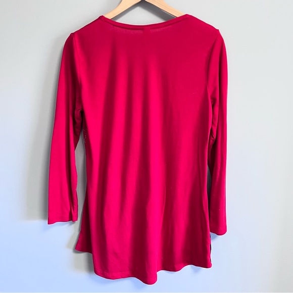 Mac & Belle Red Long Sleeve Santa Christmas Tunic Top Size Large - Picture 5 of 7